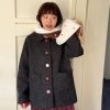 Floral Sweet Wine Handmade Wool Yarn Button Loose Coat in Mixed Gray - Trendy 90s-Inspired Wool Suit Outerwear