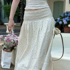 Floral Vacation Style Four-Piece Set in French White - Trendy Summer Outfit for Girls, Perfect for 90s and Y2K Inspired Looks