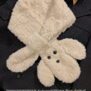 Fluffy Tiger Hat with Cute Scarf and Gloves Set - Warm Fisherman Style Bear Design for Cozy Winter Fashion