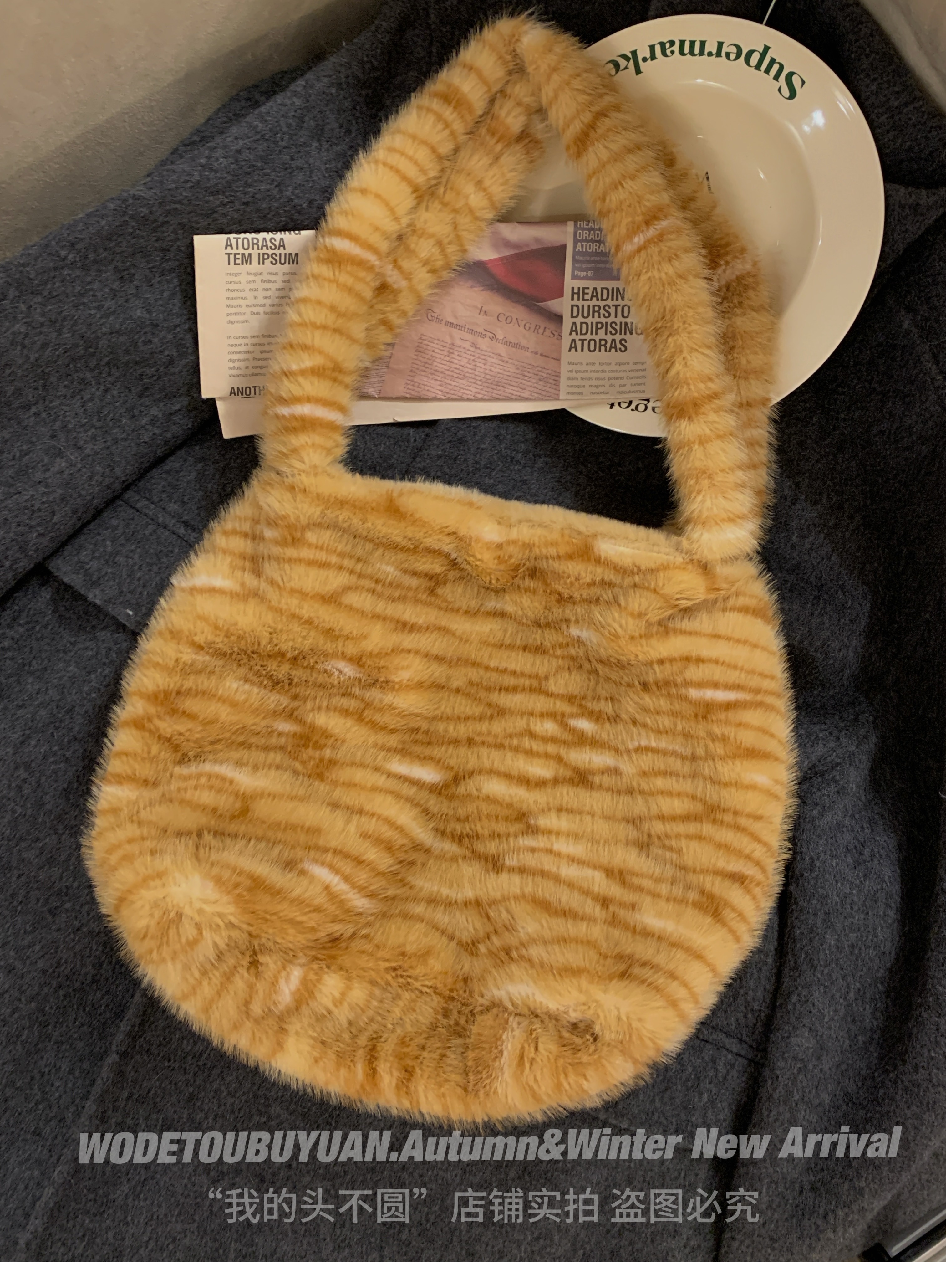 Fluffy Tiger Hat with Cute Scarf and Gloves Set - Warm Fisherman Style Bear Design for Cozy Winter Fashion