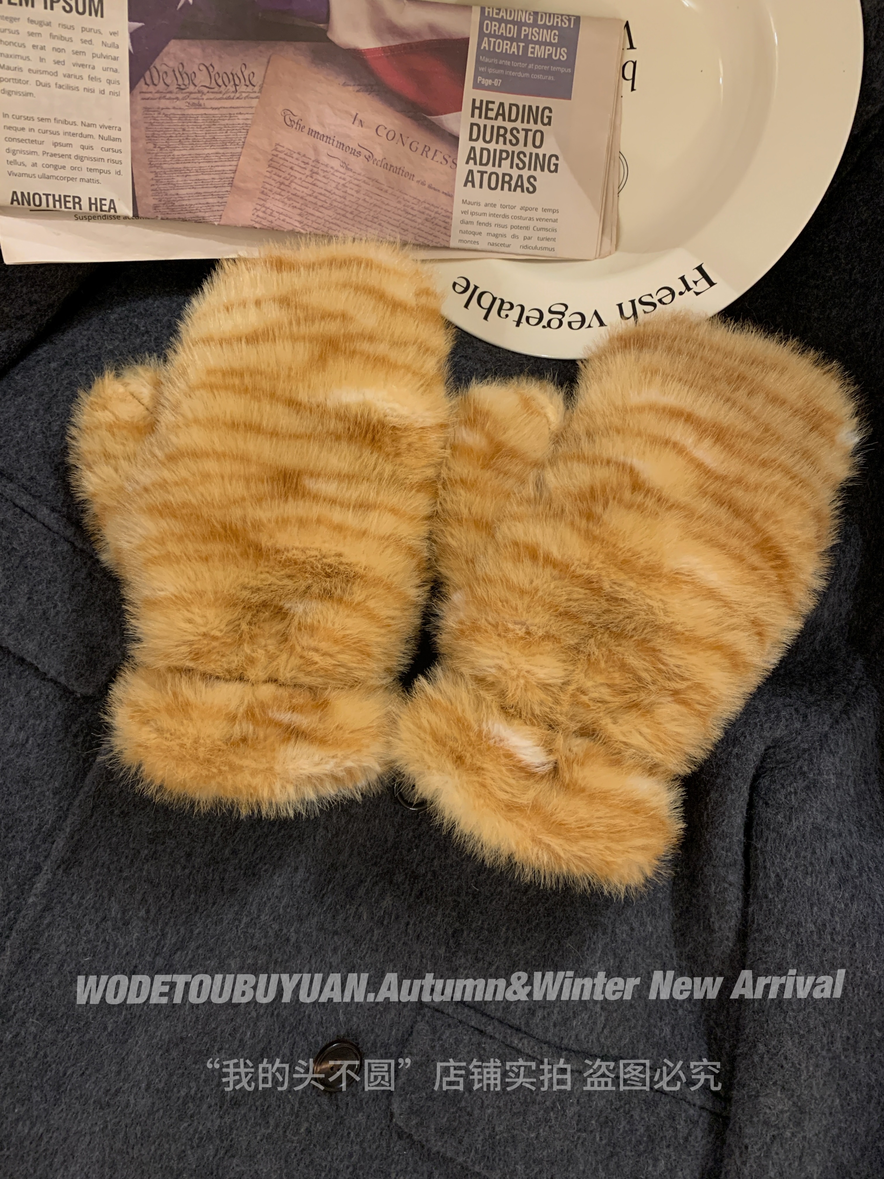 Fluffy Tiger Hat with Cute Scarf and Gloves Set - Warm Fisherman Style Bear Design for Cozy Winter Fashion