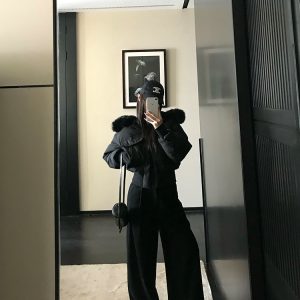 Foggy Aesthetic Old Money Thickened Casual Pants for Women - Loose Straight Wide-Leg Long Trousers for Spring and Winter Fashion
