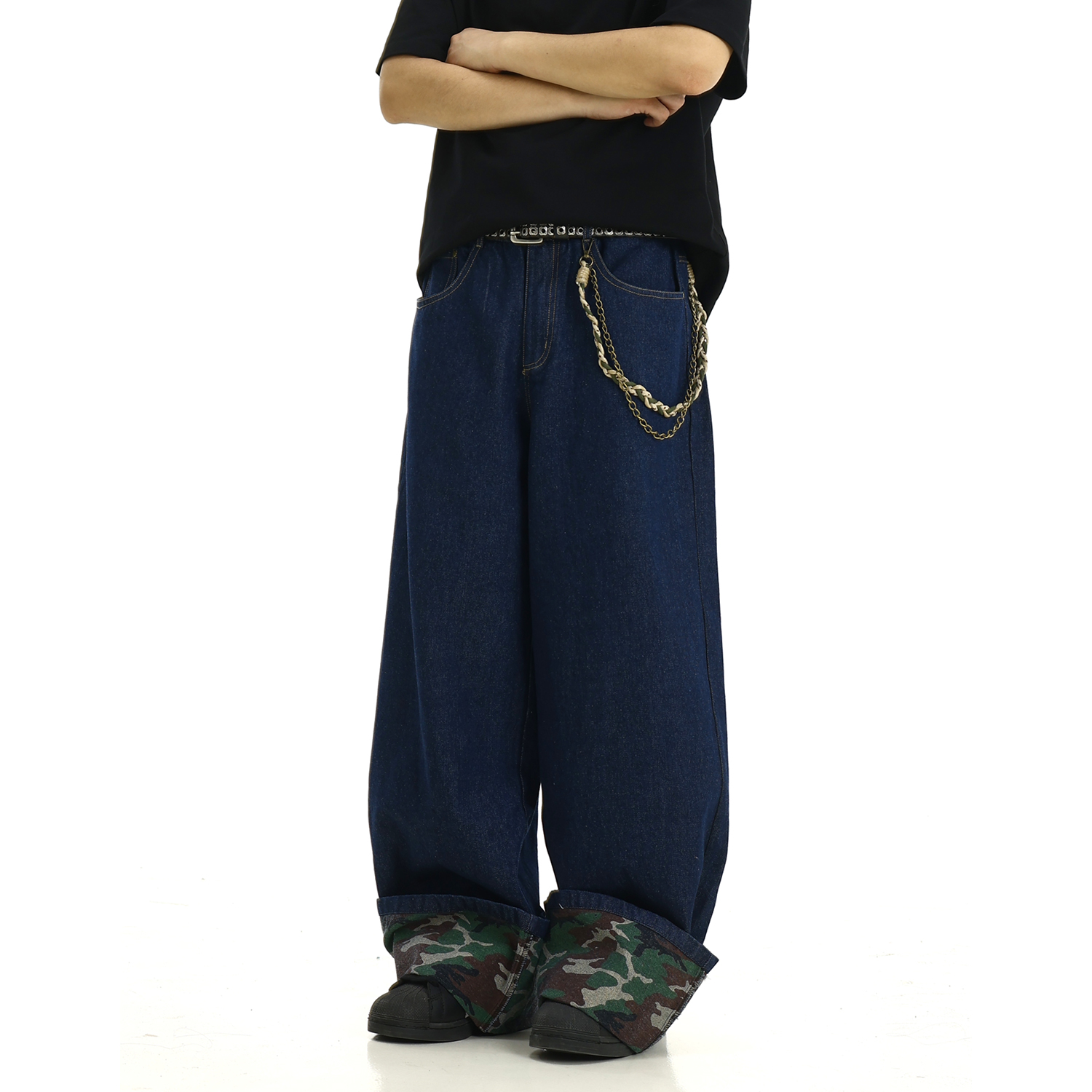Frayed Wide-Leg Denim Pants for Men and Women, Vintage American Retro Wash, Versatile Loose-Fitting Straight-Leg Trousers
