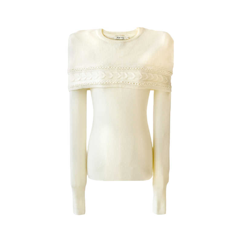 French Milk Flavor Wool Knitted T-Shirt Cape Shawl Two-Piece Set - Long Sleeve Socialite Style, Chic Layering for Effortless Elegance