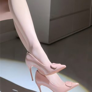 French Pointed Toe High Heels for Women - 2024 Spring/Summer Elegant Thin Heel Patent Leather Celebrity Style Shoes