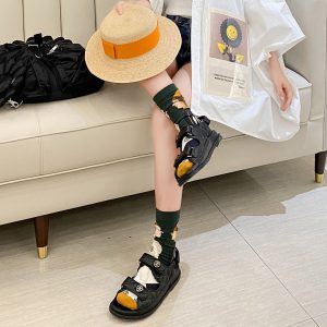 French Retro Colorful Mid-Calf Socks for Men and Women - Trendy 2024 Autumn Pure Cotton Couples Socks