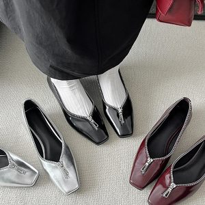 French Square-Toe Chunky Heel Boat Shoes - Soft Comfortable Genuine Leather Spring Autumn 2025 Niche Design Grandma Style