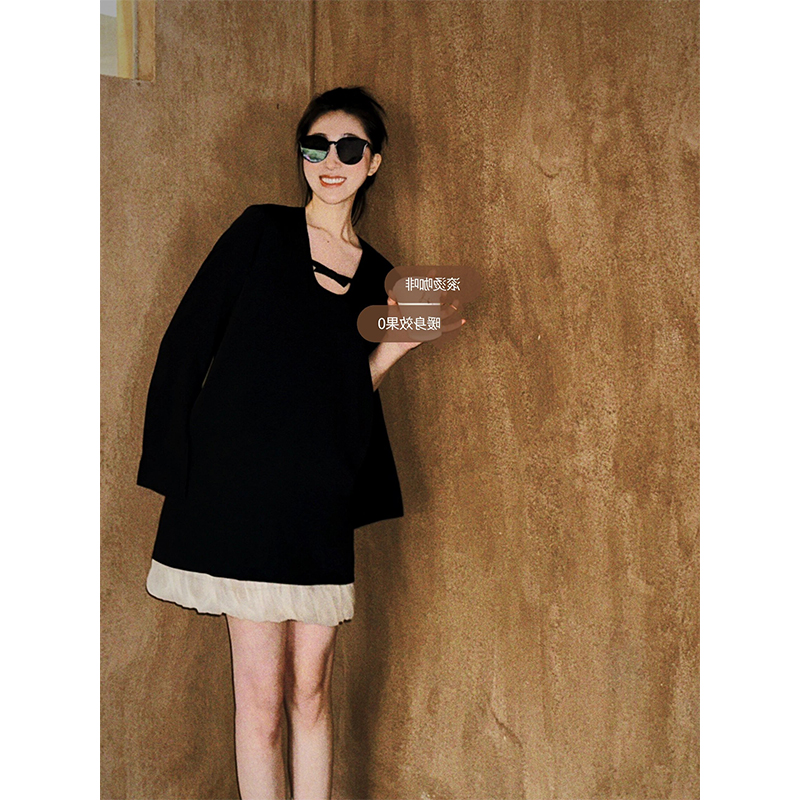 French-Style A-Line Dress with Split Sleeves | High-End Women's Fashion Skirt | Elegant Evening Wear