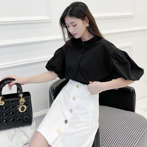 French Style A-Line Skirt for Summer 2024 - Slimming Short Skirt with Single Row Metal Buttons - Versatile European Fashion