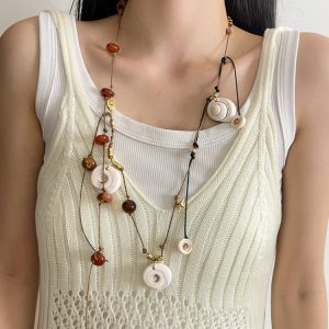 French-Style Light Luxury Retro Woven Tassel Long Necklace Waist Chain for Women - 2024 Layered Sweater Accessory