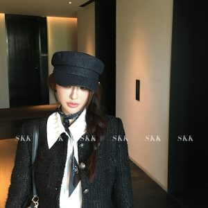 French Style Long Sleeve Coat and Chunky Tweed Top & Shorts Set for Women - Spring 90s Chic Fashion