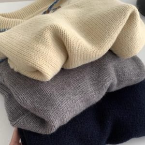 French Style Loose Fit Pullover Sweater with Horn Buttons for Women - Soft Cozy Autumn Winter Fashion