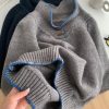 French Style Loose Fit Pullover Sweater with Horn Buttons for Women - Soft Cozy Autumn Winter Fashion