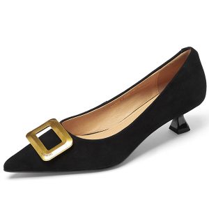 French-Style Pointed-Toe High Heels with Square Buckles - Comfortable Shallow Mouth Commute Shoes for Spring 2025