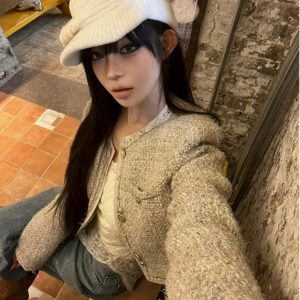 French Vintage Design Short Jacket for Women - Trendy Small Fragrant Wind Cardigan, Chic Layering Piece