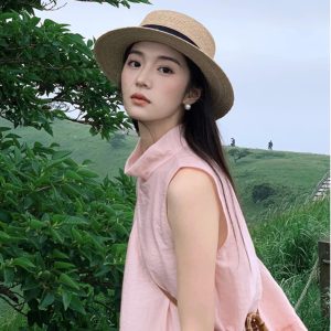 French Vintage Half-High Neck Sleeveless Dress for Women - Summer Chic Long Skirt with Elegant Design, Perfect for 90s & Y2K Styles