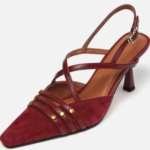 French Vintage Pointed Toe Sandals for Women - Summer Sexy Thin Heel Cross Strap Suede High Heels, New Style 2025