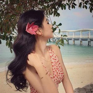 French Vintage Printed V-Neck Backless Halter Dress for Women, Slim Fit Long Dress - Y2K Inspired Fashion