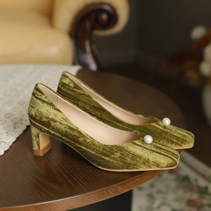 French Vintage Square Toe Chunky Heel Women's Shoes - Versatile High-End Qipao Style for Comfort & Elegance
