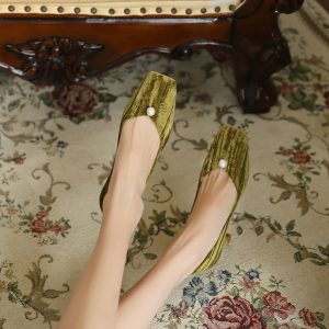 French Vintage Square Toe Chunky Heel Women's Shoes - Versatile High-End Qipao Style for Comfort & Elegance