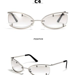 Futuristic Metal Sunglasses for Men and Women, Retro 90s Instagram-Style Fashion Eyewear, Trendy Niche Accessories