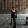 Generous Neck Long Sleeve Slim Fit Flared Dress for Women - Hot Girl Style, Perfect for Spring, Y2K & 90s Inspired Fashion