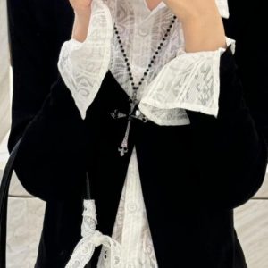 Gothic Cross Necklace for Y2K Style - Long Sweater Chain Accessory for Cool Girls and Sweet Subculture Fashion