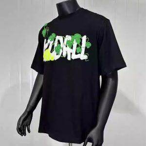 Grape Embroidered Short-Sleeve Unisex T-Shirt for Couples - Summer American Design with Small Collar and Straight Shoulders