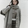 Gray Knitted Cardigan for Spring/Summer - Versatile College Style with Intellectual Design, Perfect for 90s and Y2K Fashion Enthusiasts
