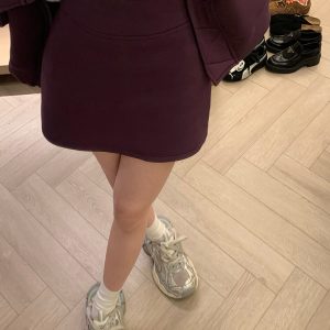 Gray Loose Casual Hoodie and High-Waisted A-Line Skirt Two-Piece Set - Comfy Streetwear for Y2K and Cozy Days