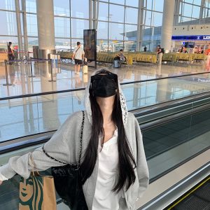 Gray Loose Casual Hoodie and High-Waisted A-Line Skirt Two-Piece Set - Comfy Streetwear for Y2K and Cozy Days