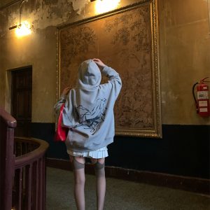 Gray Loose Hoodie for Women with Bow Detail - High-Weight Cozy Casual Style for Lazy Days