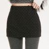 Gray Polka Dot Vintage Midi Skirt for Women - Autumn Winter Bodycon A-Line Woolen Style in Korean Fashion