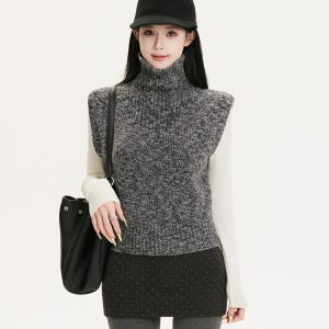 Gray Polka Dot Vintage Midi Skirt for Women - Autumn Winter Bodycon A-Line Woolen Style in Korean Fashion