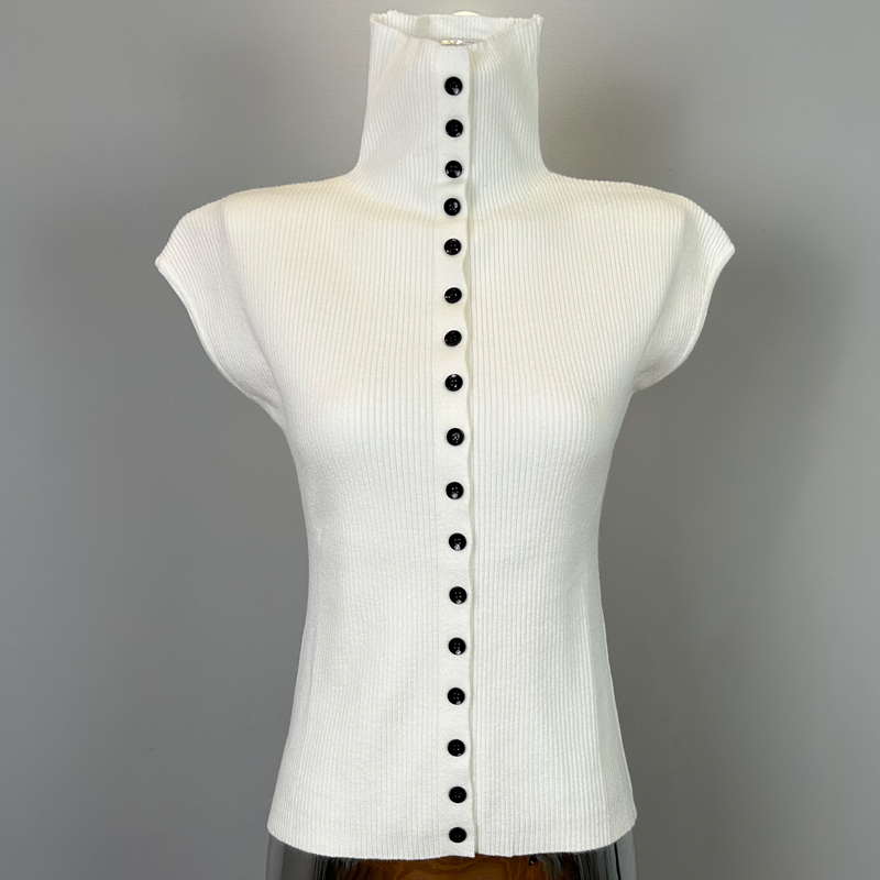 Half High-Neck Sleeveless Knitted Top - Slim-Fit, Unique Design for Spring & Autumn, Fashionable 2025 Style