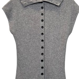 Half High-Neck Sleeveless Knitted Top - Slim-Fit, Unique Design for Spring & Autumn, Fashionable 2025 Style