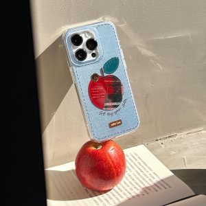 Hand-Painted Double-Layer IMD Phone Case for iPhone 16 Pro Max - Autumn Winter Red Apple Design, Original Protective Cover