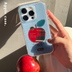 Hand-Painted Double-Layer IMD Phone Case for iPhone 16 Pro Max - Autumn Winter Red Apple Design, Original Protective Cover