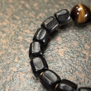 Handmade Black Sandalwood Bracelet with Knife Pattern | Retro Personality Jewelry for Men and Women | Unique Design