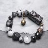 Handmade Black Tourmaline and Ebony Bracelet for Men - Vintage Trendy Versatile Accessory for Y2K and 90s Style Fashion