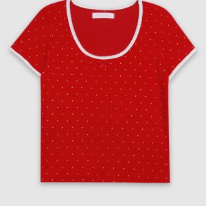 Handmade Floral Short Sleeve T-Shirt - Cute Slim Fit Korean Style Top for Sweet Casual Looks