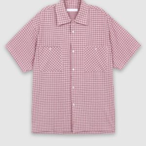 Handmade Korean Style Plaid Short-Sleeve Shirt - College Look, Single-Breasted Design, Fashionable and Trendy for Casual Wear