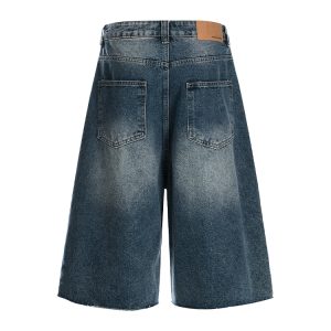 Handmade Pearl Sewn Loose Denim Shorts for Women - 2025 Summer Creative Design 3/4 Pants in Trendy Casual Style