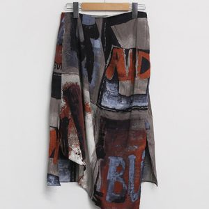 Handmade Retro Abstract Oil Painting Style Irregular Half-Length Skirt - Artistic Pattern for Unique Vintage Fashion