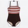 Handmade Seeubaby Korean Style Playful Bright Striped One-Piece Swimsuit for Women - Eye-Catching Summer Swimwear
