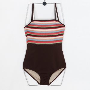 Handmade Seeubaby Korean Style Playful Bright Striped One-Piece Swimsuit for Women - Eye-Catching Summer Swimwear