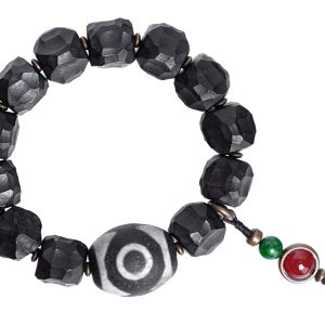 Handmade Tibetan Style Black Sandalwood Bracelet with Sky Beads | Retro Ethnic Men's Accessory, Textured Plaything