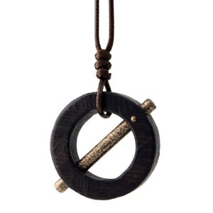 Handmade Vintage Black Sandalwood Pendant Necklace for Men - Trendy Creative Accessory with Original Design