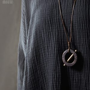 Handmade Vintage Black Sandalwood Pendant Necklace for Men - Trendy Creative Accessory with Original Design