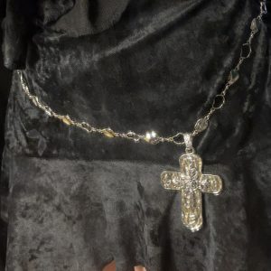 Heavy-Duty Y2K Gothic Lolita Cross Necklace Waist Chain for Sweet Cool Spicy Girls - Trendy Sweater Accessory
